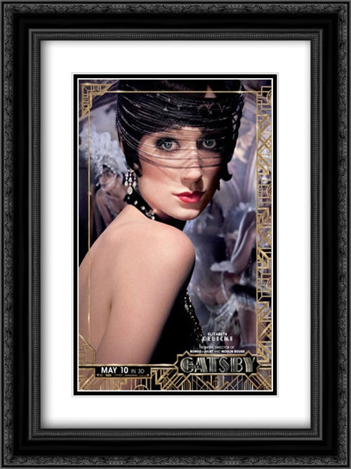 The Great Gatsby 18x24 Black Ornate Wood Framed Movie Poster with Double Matting