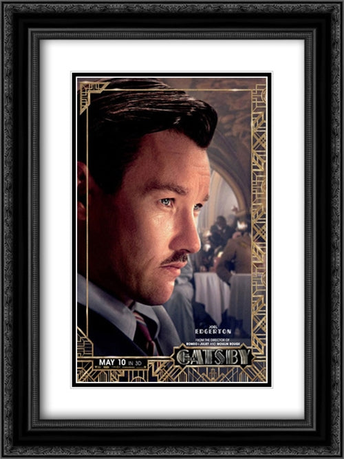 The Great Gatsby 18x24 Black Ornate Wood Framed Movie Poster with Double Matting