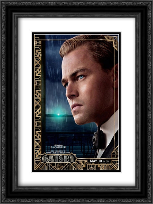 The Great Gatsby 18x24 Black Ornate Wood Framed Movie Poster with Double Matting