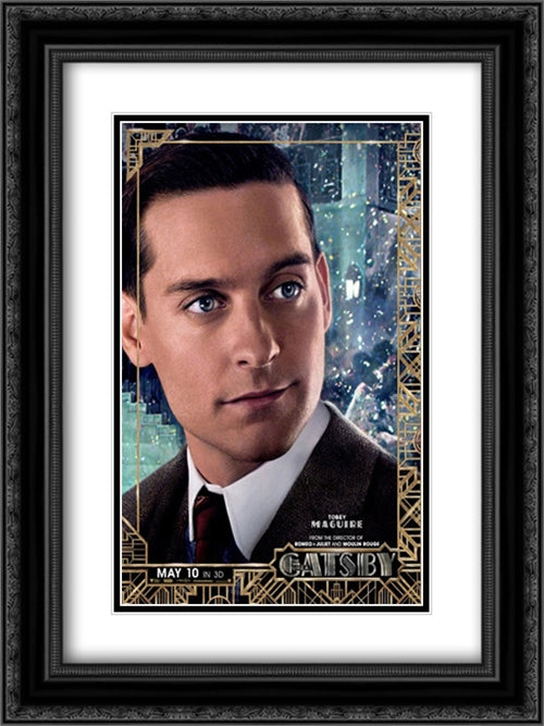 The Great Gatsby 18x24 Black Ornate Wood Framed Movie Poster with Double Matting