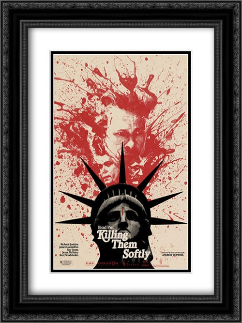 Killing Them Softly 18x24 Black Ornate Wood Framed Movie Poster with Double Matting