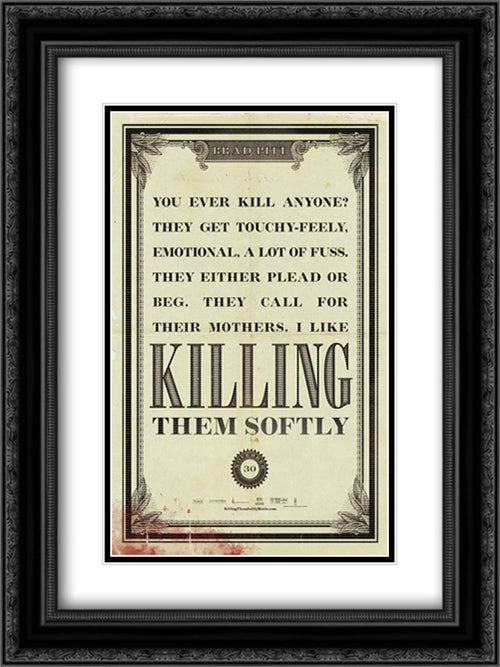 Killing Them Softly 18x24 Black Ornate Wood Framed Movie Poster with Double Matting