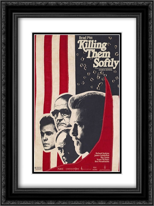 Killing Them Softly 18x24 Black Ornate Wood Framed Movie Poster with Double Matting