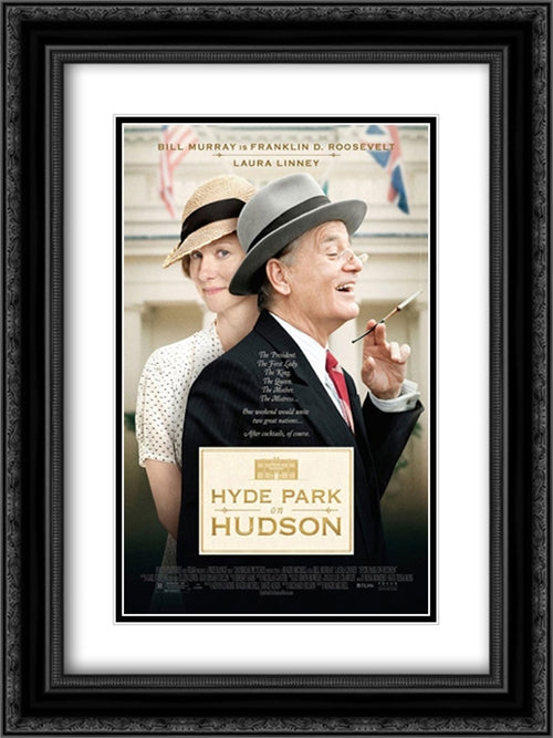 Hyde Park on Hudson 18x24 Black Ornate Wood Framed Movie Poster with Double Matting