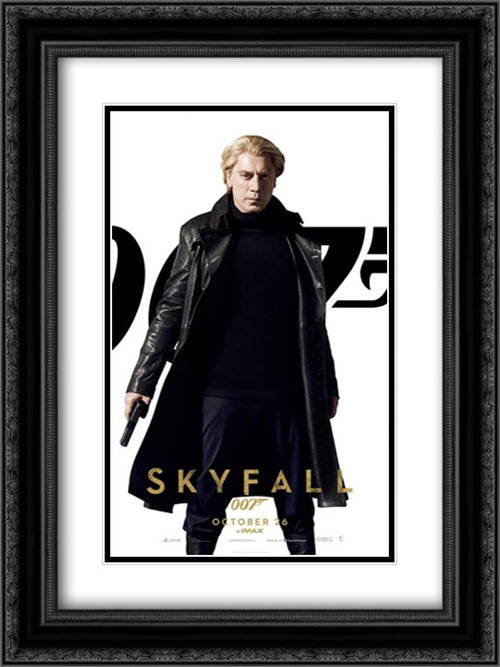007 Skyfall 18x24 Black Ornate Wood Framed Movie Poster with Double Matting