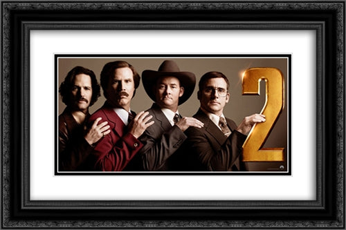Anchorman 2: The Legend Continues 24x16 Black Ornate Wood Framed Movie Poster with Double Matting