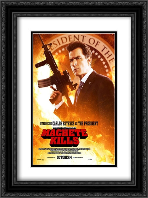 Machete Kills 18x24 Black Ornate Wood Framed Movie Poster with Double Matting