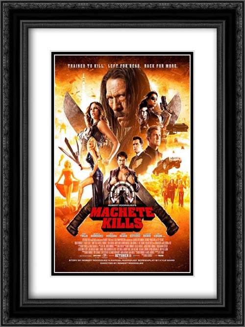 Machete Kills 18x24 Black Ornate Wood Framed Movie Poster with Double Matting