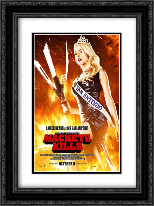 Machete Kills 18x24 Black Ornate Wood Framed Movie Poster with Double Matting