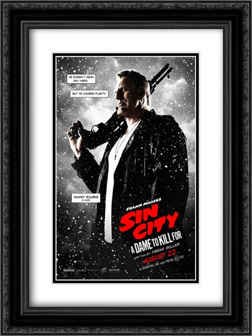 Sin City: A Dame to Kill For 18x24 Black Ornate Wood Framed Movie Poster with Double Matting