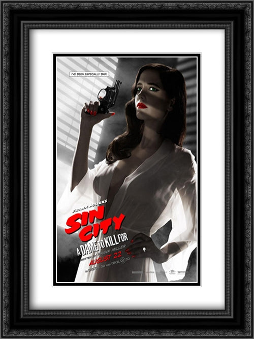 Sin City: A Dame to Kill For 18x24 Black Ornate Wood Framed Movie Poster with Double Matting