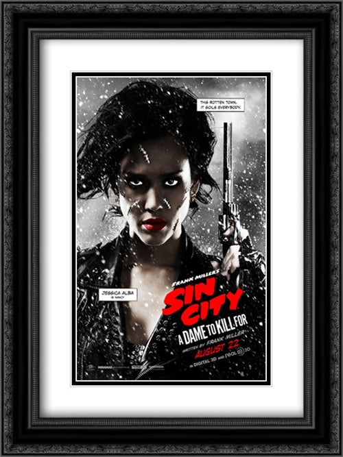 Sin City: A Dame to Kill For 18x24 Black Ornate Wood Framed Movie Poster with Double Matting