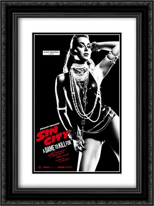 Sin City: A Dame to Kill For 18x24 Black Ornate Wood Framed Movie Poster with Double Matting