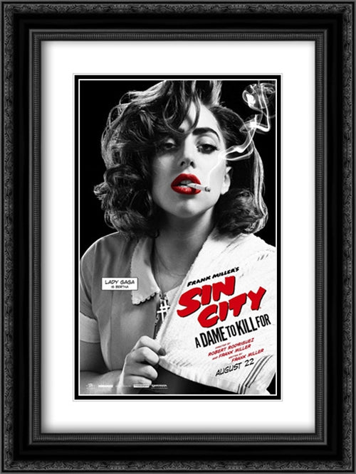 Sin City: A Dame to Kill For 18x24 Black Ornate Wood Framed Movie Poster with Double Matting
