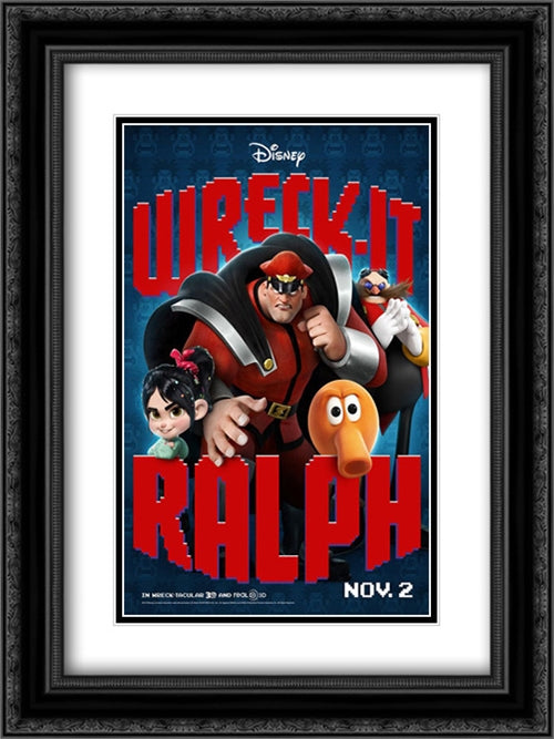 Wreck-It Ralph 18x24 Black Ornate Wood Framed Movie Poster with Double Matting