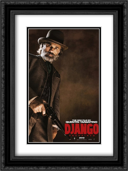 Django Unchained 18x24 Black Ornate Wood Framed Movie Poster with Double Matting