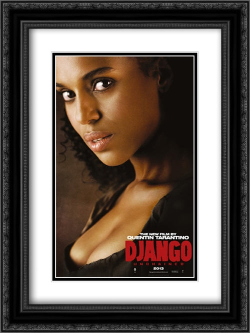 Django Unchained 18x24 Black Ornate Wood Framed Movie Poster with Double Matting