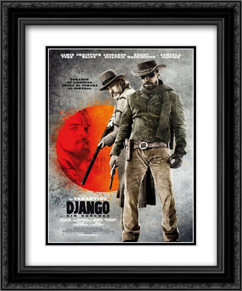 Django Unchained 20x24 Black Ornate Wood Framed Movie Poster with Double Matting