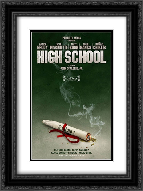 High School 18x24 Black Ornate Wood Framed Movie Poster with Double Matting