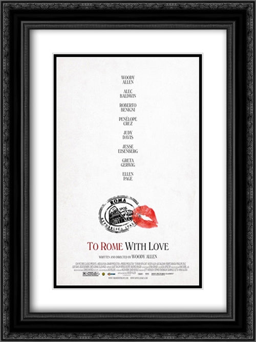 To Rome With Love 18x24 Black Ornate Wood Framed Movie Poster with Double Matting