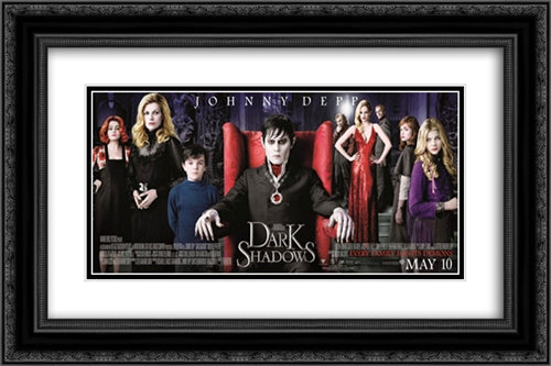 Dark Shadows 24x16 Black Ornate Wood Framed Movie Poster with Double Matting