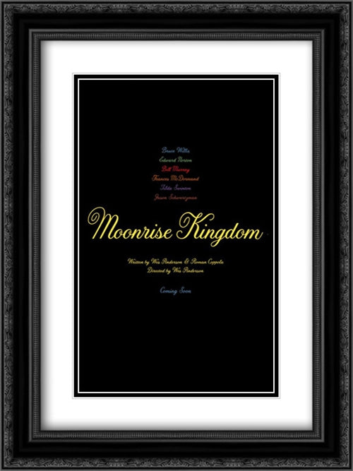 Moonrise Kingdom 18x24 Black Ornate Wood Framed Movie Poster with Double Matting