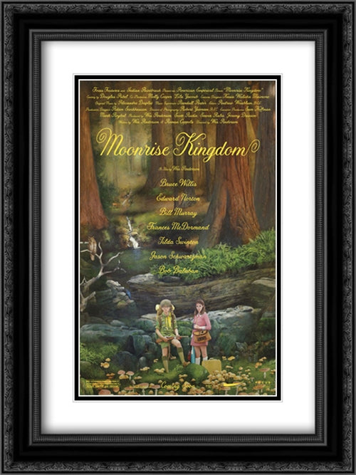 Moonrise Kingdom 18x24 Black Ornate Wood Framed Movie Poster with Double Matting