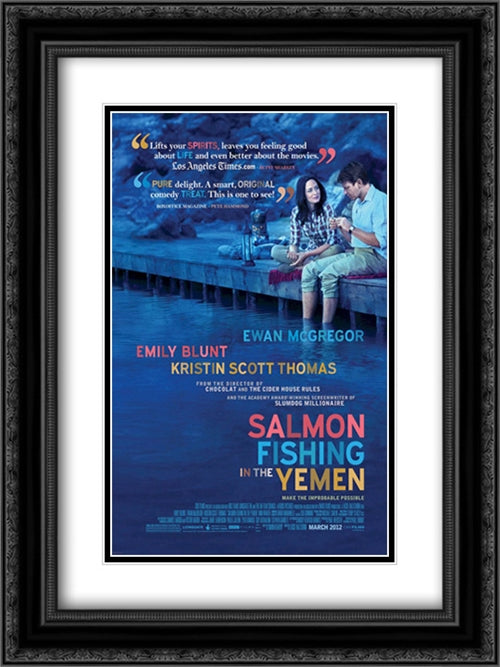 Salmon Fishing in the Yemen 18x24 Black Ornate Wood Framed Movie Poster with Double Matting