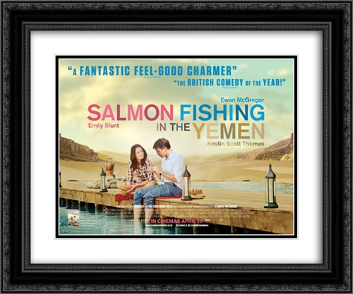 Salmon Fishing in the Yemen 24x20 Black Ornate Wood Framed Movie Poster with Double Matting