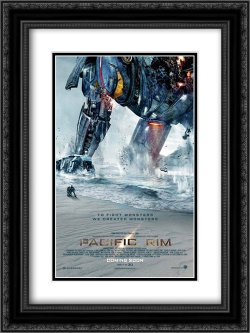 Pacific Rim 18x24 Black Ornate Wood Framed Movie Poster with Double Matting