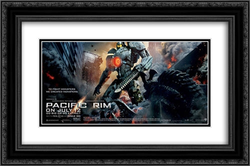 Pacific Rim 24x16 Black Ornate Wood Framed Movie Poster with Double Matting