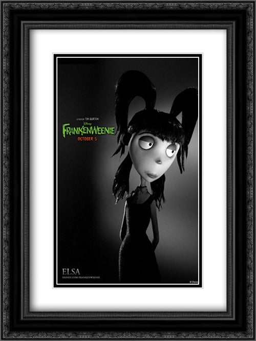Frankenweenie 18x24 Black Ornate Wood Framed Movie Poster with Double Matting