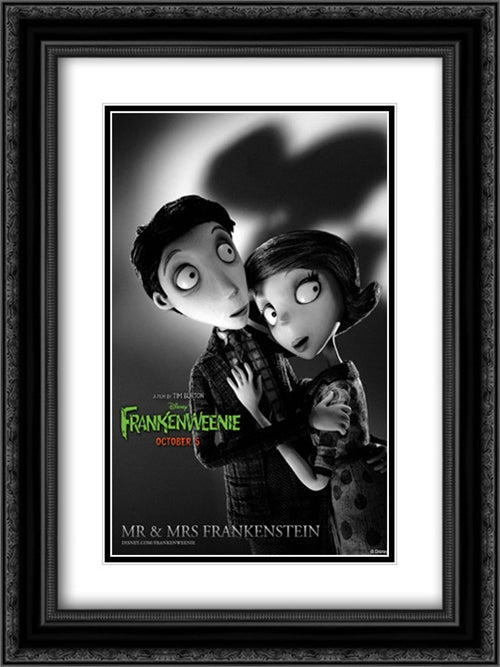 Frankenweenie 18x24 Black Ornate Wood Framed Movie Poster with Double Matting