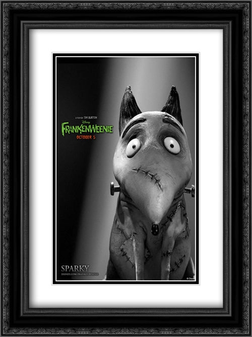 Frankenweenie 18x24 Black Ornate Wood Framed Movie Poster with Double Matting