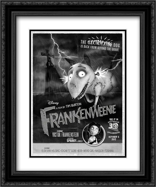 Frankenweenie 20x24 Black Ornate Wood Framed Movie Poster with Double Matting