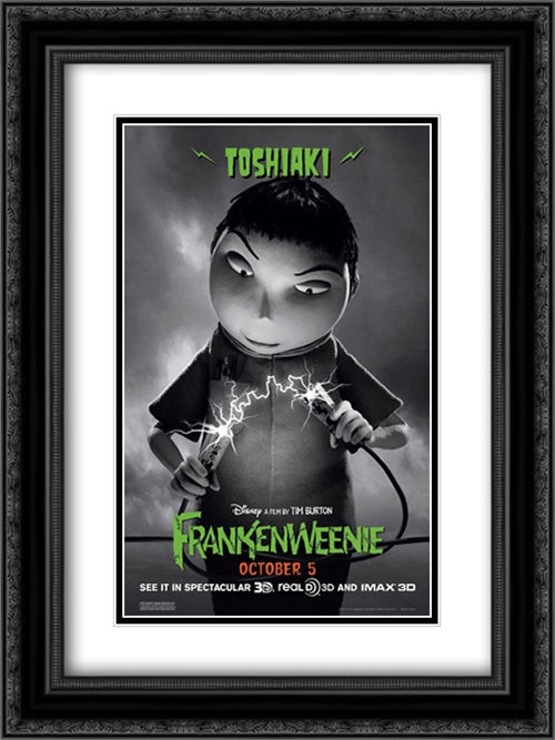 Frankenweenie 18x24 Black Ornate Wood Framed Movie Poster with Double Matting