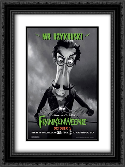 frankenweenie 18x24 Black Ornate Wood Framed Movie Poster with Double Matting