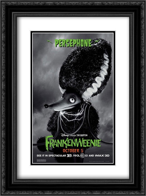 Frankenweenie 18x24 Black Ornate Wood Framed Movie Poster with Double Matting
