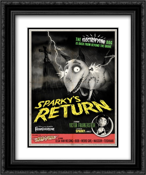 Frankenweenie 20x24 Black Ornate Wood Framed Movie Poster with Double Matting