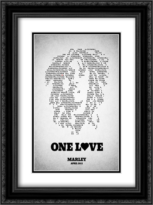 Bob Marley 18x24 Black Ornate Wood Framed Movie Poster with Double Matting