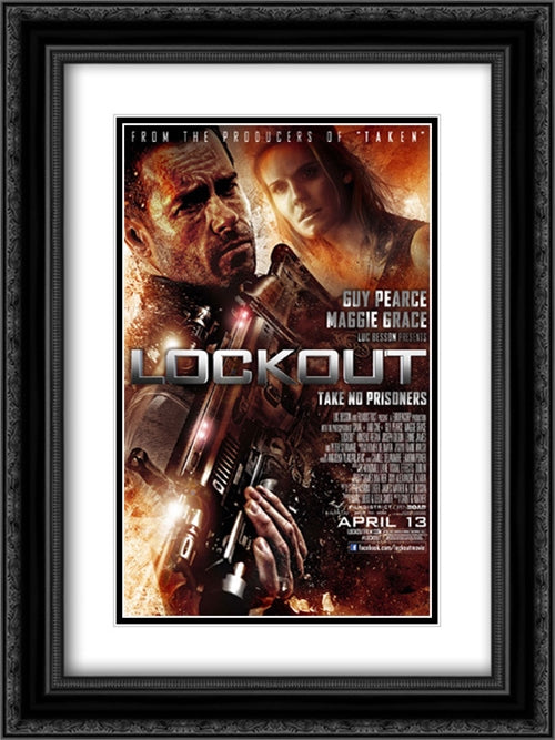 Lockout 18x24 Black Ornate Wood Framed Movie Poster with Double Matting
