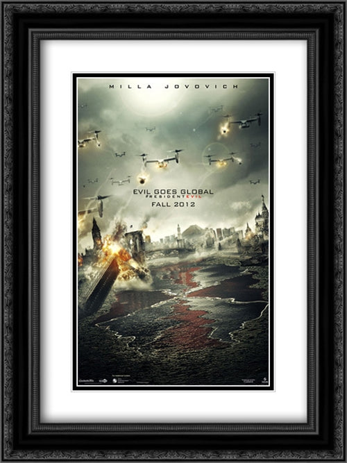 Resident Evil: Retribution 18x24 Black Ornate Wood Framed Movie Poster with Double Matting