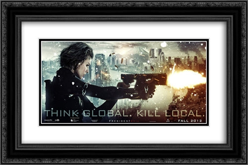 Resident Evil: Retribution 24x16 Black Ornate Wood Framed Movie Poster with Double Matting