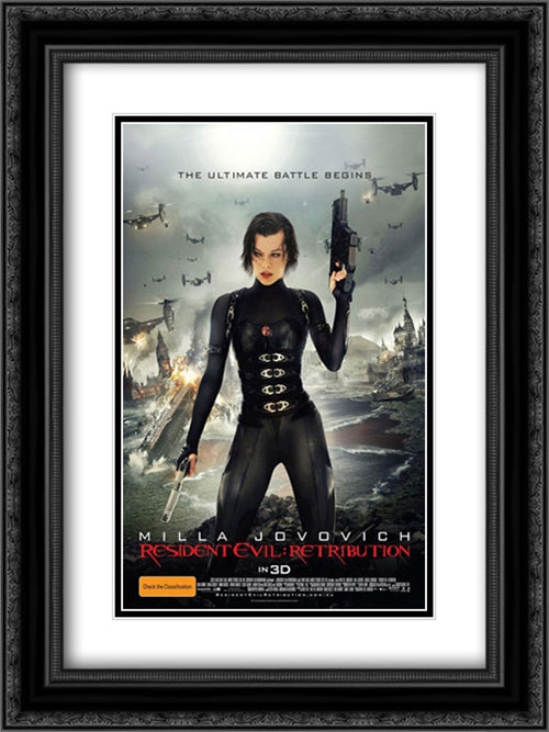 Resident Evil: Retribution 18x24 Black Ornate Wood Framed Movie Poster with Double Matting