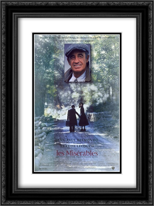 Les Miserables (1995) 18x24 Black Ornate Wood Framed Movie Poster with Double Matting