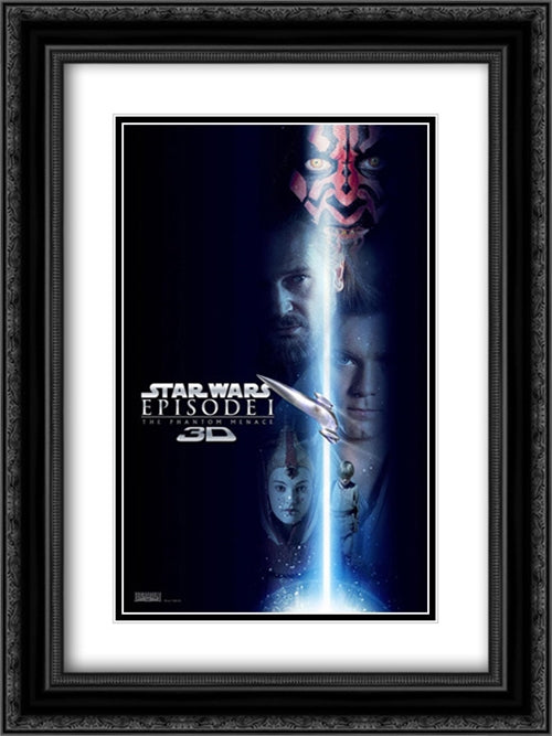 Star Wars: Episode I - The Phantom Menace 3D 18x24 Black Ornate Wood Framed Movie Poster with Double Matting