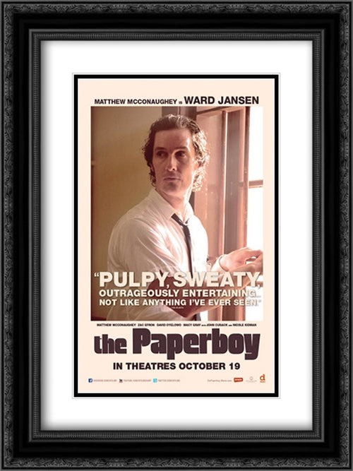 The Paperboy 18x24 Black Ornate Wood Framed Movie Poster with Double Matting