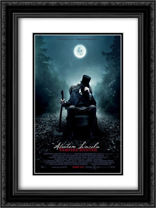 Abraham Lincoln: Vampire Hunter 18x24 Black Ornate Wood Framed Movie Poster with Double Matting
