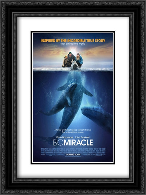 Big Miracle 18x24 Black Ornate Wood Framed Movie Poster with Double Matting