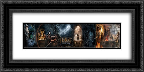 The Hobbit: An Unexpected Journey 24x12 Black Ornate Wood Framed Movie Poster with Double Matting